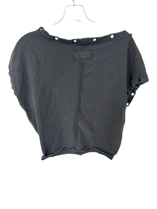 We The Free Size S Charcoal Cotton Cap Sleeve Circles Top Charcoal / S