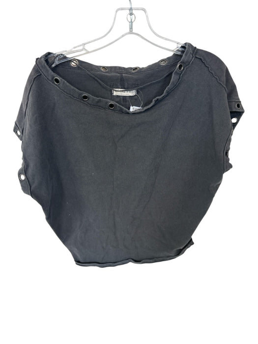 We The Free Size S Charcoal Cotton Cap Sleeve Circles Top Charcoal / S