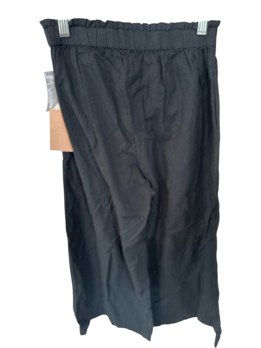 Mirth Size XS Black Cotton Elastic Waist Wide Leg Cropped Pants Black / XS
