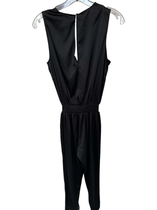 Generation Love Size S Black Silk Sleeveless Lace Detail Elastic Waist Jumper Black / S