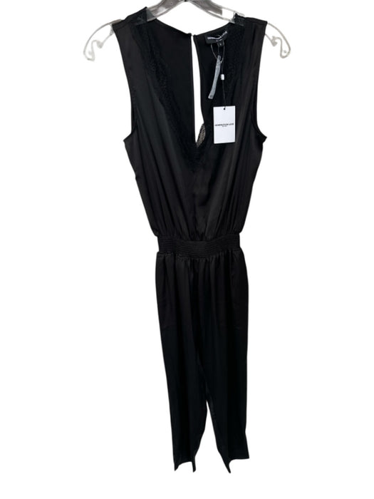 Generation Love Size S Black Silk Sleeveless Lace Detail Elastic Waist Jumper Black / S