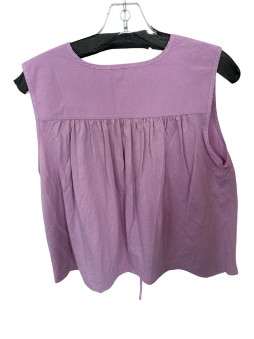 Nation Size S Purple Cotton Sleeveless Pleat Detail Front Tie Top Purple / S