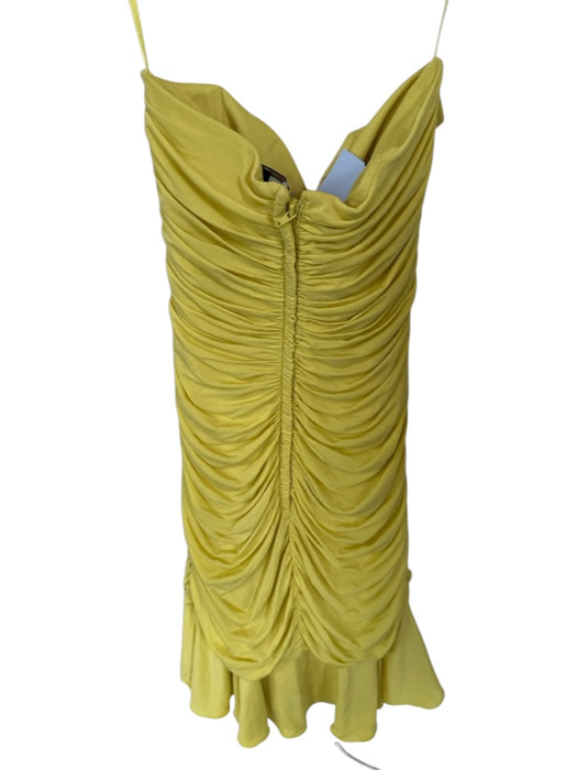 BCBGMAXAZRIA Size S Chartreuse Acetate Strapless Boning Pleated Dress Chartreuse / S