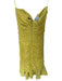 BCBGMAXAZRIA Size S Chartreuse Acetate Strapless Boning Pleated Dress Chartreuse / S