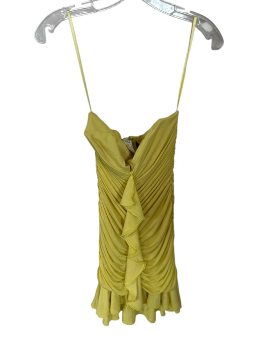 BCBGMAXAZRIA Size S Chartreuse Acetate Strapless Boning Pleated Dress Chartreuse / S