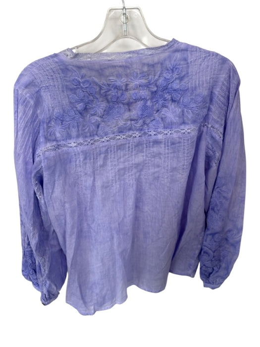 Muche et Muchette Size One Size Purple Cotton Long Sleeve Lace Detail Top Purple / One Size