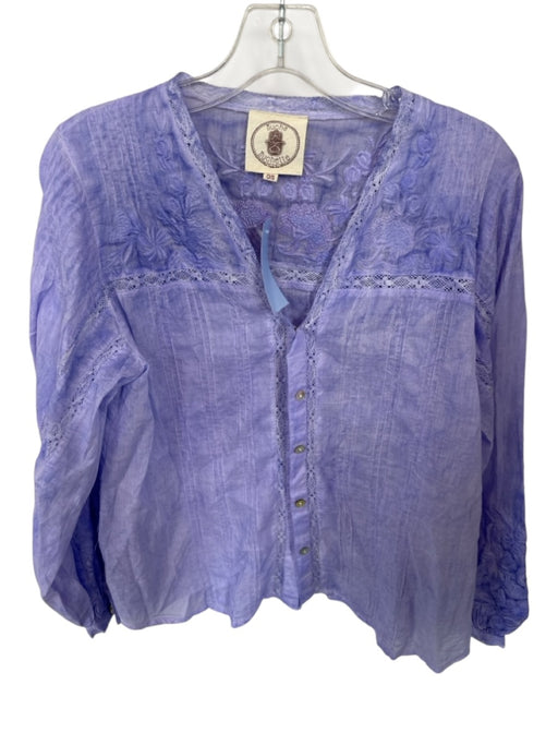 Muche et Muchette Size One Size Purple Cotton Long Sleeve Lace Detail Top Purple / One Size