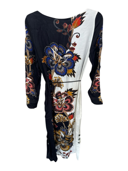 Farm Rio Size S Black & Blue Long Sleeve Flowers Button Detail Maxi Dress Black & Blue / S