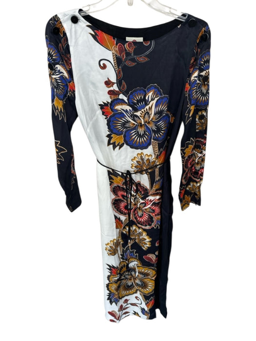 Farm Rio Size S Black & Blue Long Sleeve Flowers Button Detail Maxi Dress Black & Blue / S