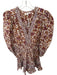 Love The Label Size S Brown & Purple Cotton Long Balloon Sleeve Flowers Dress Brown & Purple / S