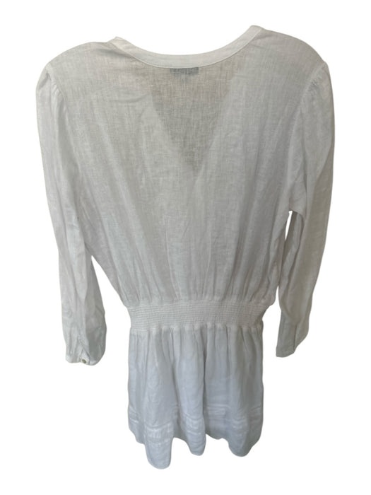 Rails Size S White Linen Blend Long Sleeve Lace Detail Smocked Waist Dress White / S