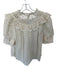 Love The Label Size M Cream Cotton Short Balloon Sleeve Lace Ruffles Top Cream / M