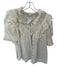 Love The Label Size M Cream Cotton Short Balloon Sleeve Lace Ruffles Top Cream / M