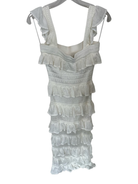 Pants Store Size S Ivory Polyester Flutter Sleeves Lace Detail Tiered Dress Ivory / S