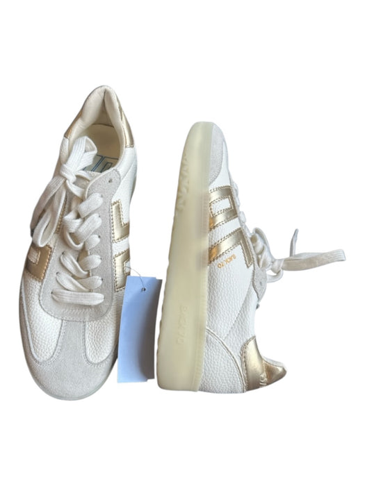 Back 70 Shoe Size 38 White & Gold Leather Metallic Athletic Sneakers White & Gold / 38