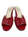 Taryn Rose Shoe Size 38 Red Leather Upper Patent Criss Cross Heeled Sandal Mules Red / 38