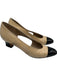 Salvatore Ferragamo Shoe Size 8 Beige & Black Leather Upper Patent Toe Cap Pumps Beige & Black / 8