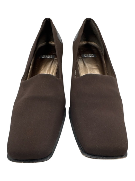 Stuart Weitzman Shoe Size 8 Dark Brown textile upper Block Heel Chisel Toe Pumps Dark Brown / 8