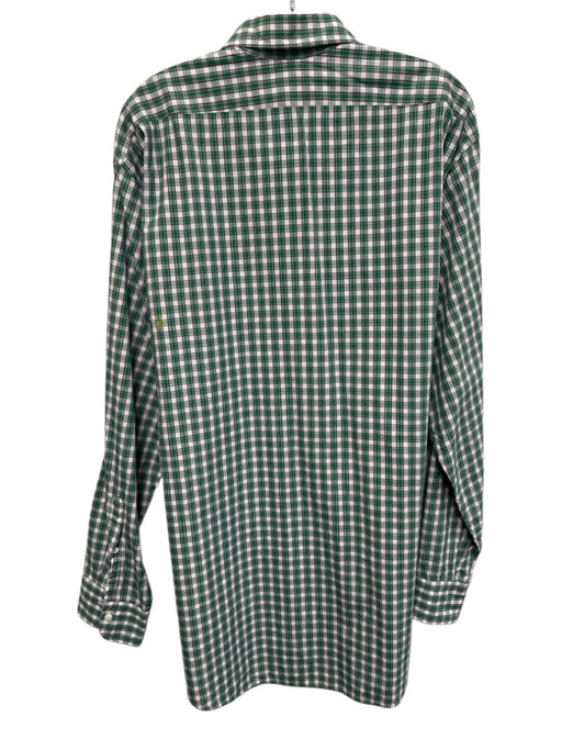 Sid Mashburn Size XXL Green & White Cotton Plaid Button Up Long Sleeve Shirt Green & White / XXL