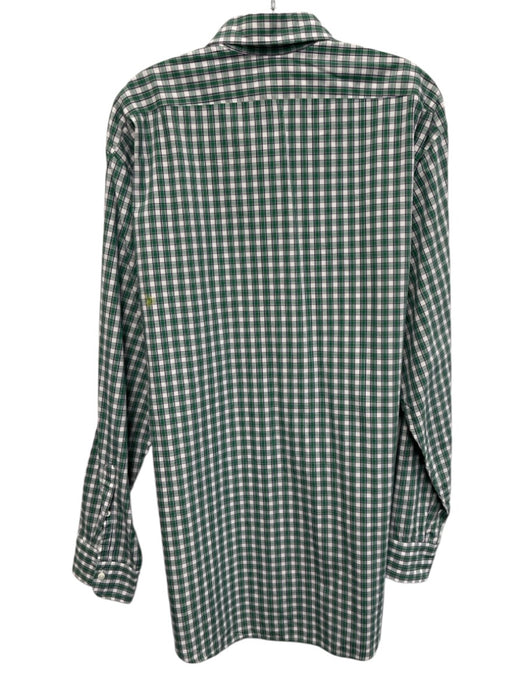 Sid Mashburn Size XXL Green & White Cotton Plaid Button Up Long Sleeve Shirt Green & White / XXL