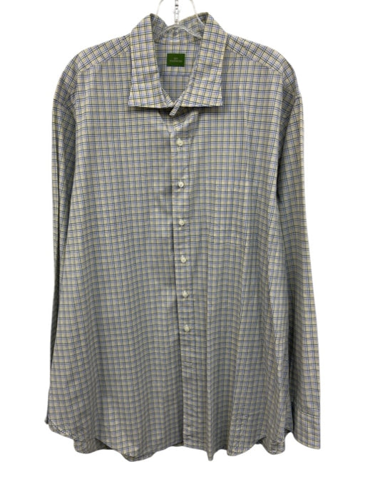Sid Mashburn Size XXL Yellow & Green Cotton Plaid Button Up Long Sleeve Shirt Yellow & Green / XXL