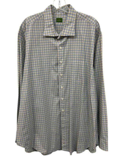 Sid Mashburn Size XXL Yellow & Green Cotton Plaid Button Up Long Sleeve Shirt Yellow & Green / XXL