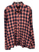 jared lang Size 2XL Pink & Navy Print Cotton Blend Plaid Men's Long Sleeve Shirt Pink & Navy Print / 2XL