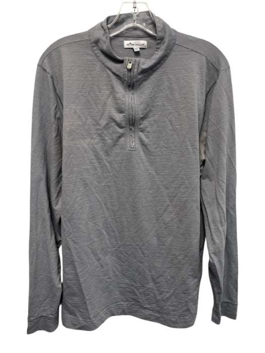 Peter Millar Size M Gray Cotton Solid Quarter Zip Men's Long Sleeve Shirt Gray / M