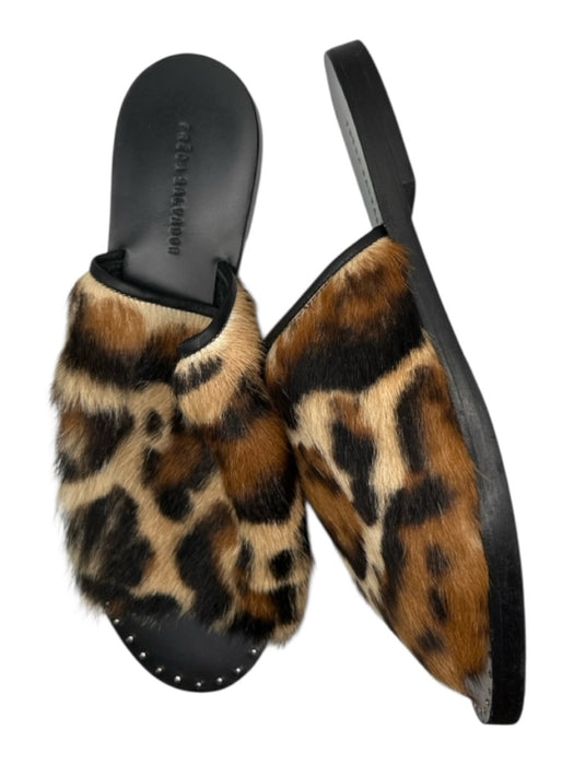 freda salvador Shoe Size 10.5 Tan & black Fur Animal Print Silver Studs Mules Tan & black / 10.5
