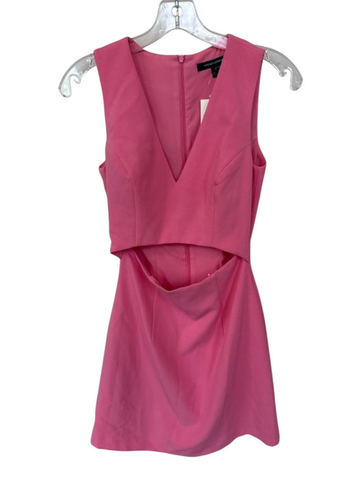 French Connection Size 0 Pink Polyester Blend Deep V Cutout Back Zip Mini Dress Pink / 0