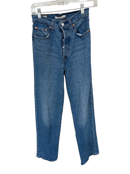Levis Size 24 Medium Wash Cotton Denim Button Fly High Waist Jeans Medium Wash / 24