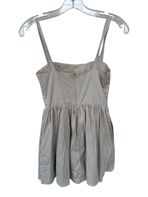 Zara Size XS Beige Cotton Ruched Detail Sleeveless Back Zip Mini Dress Beige / XS