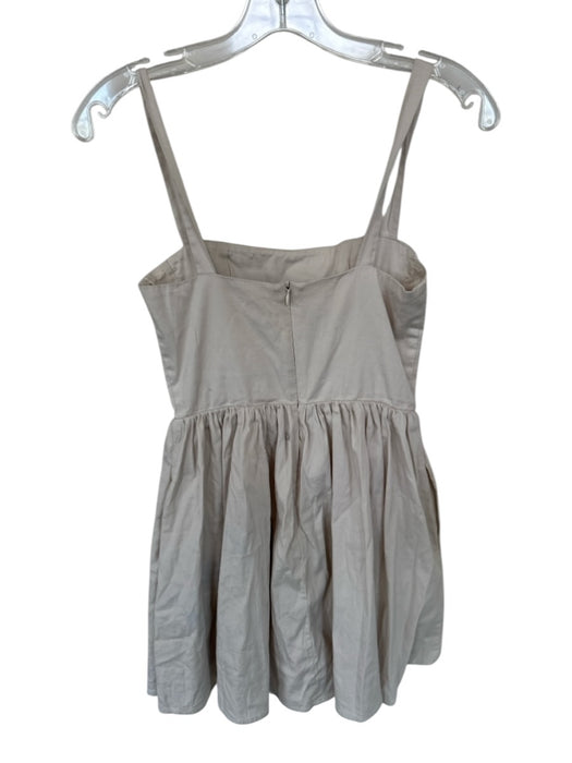 Zara Size XS Beige Cotton Ruched Detail Sleeveless Back Zip Mini Dress Beige / XS