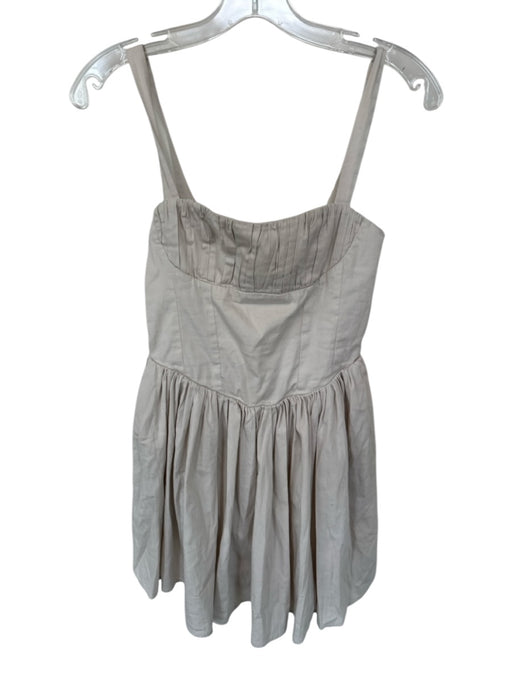 Zara Size XS Beige Cotton Ruched Detail Sleeveless Back Zip Mini Dress Beige / XS