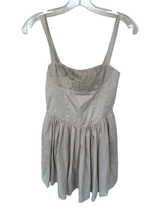 Zara Size XS Beige Cotton Ruched Detail Sleeveless Back Zip Mini Dress Beige / XS