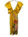 Farm Rio Size XS Sunflower Yellow Linen Short Puff Sleeve Floral Print Dress Sunflower Yellow / XS