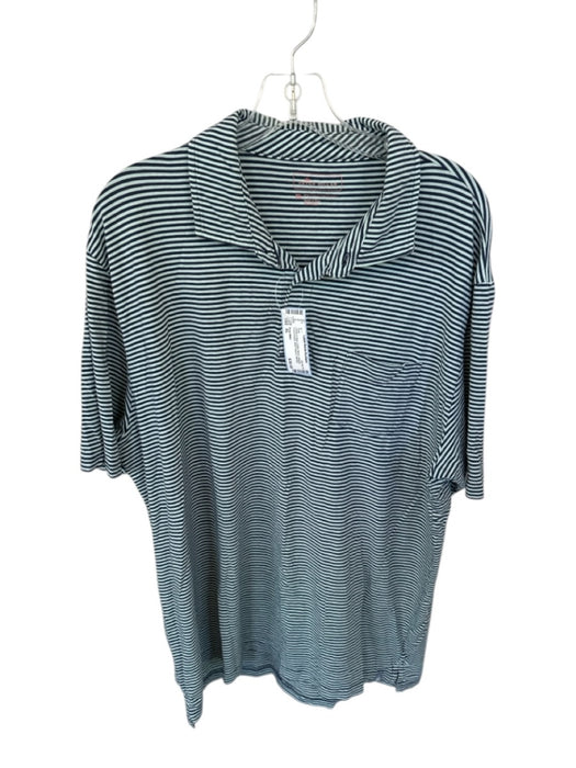Peter Millar Size XL Green & Blue Cotton Blend Striped Short Sleeve Men's Polo Green & Blue / XL