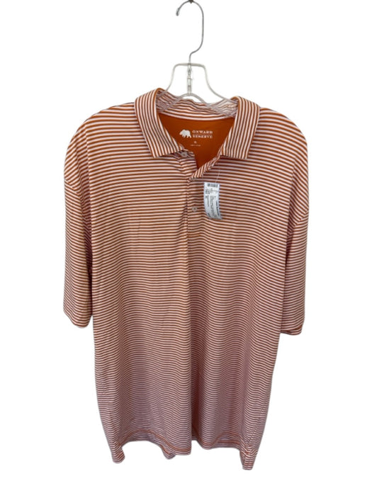 Onward Reserve Size XL Orange & White Polyester Blend Striped Athletic Polo Orange & White / XL