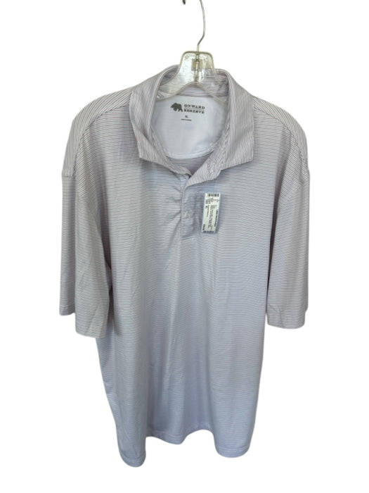 Onward Reserve Size XL White, Red & Blue Polyester Blend Striped Athletic Polo White, Red & Blue / XL