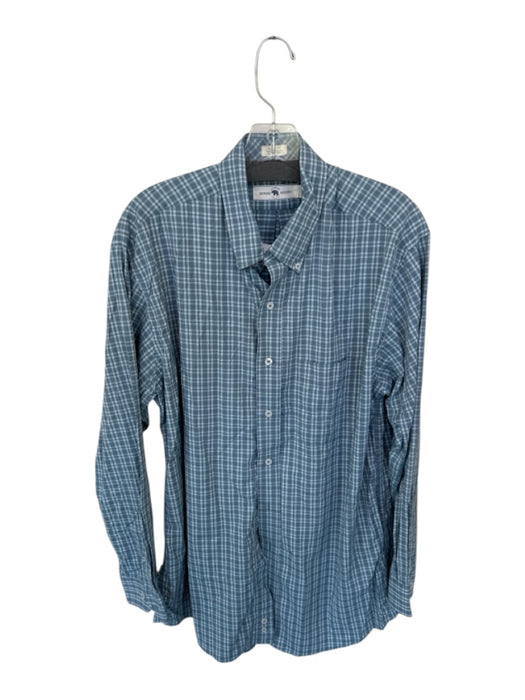 Onward Reserve Size L Grey Nylon Blend Button Down Plaid Men's Shirt Grey / L