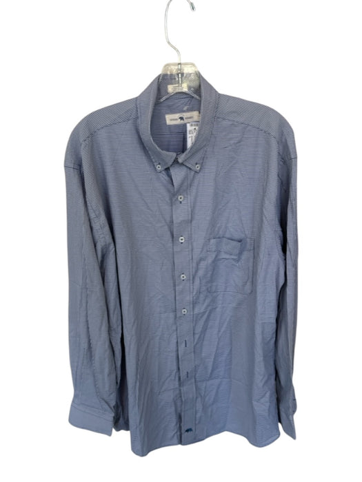 Onward Reserve Size L Navy & White Nylon Blend Gingham Button Down Men's Shirt Navy & White / L