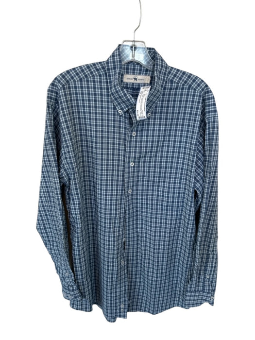 Onward Reserve Size L Blue & Navy Nylon Blend Plaid Button Down Men's Shirt Blue & Navy / L