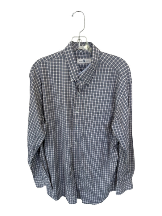 Onward Reserve Size L Orange & Blue Nylon Blend Plaid Button Down Men's Shirt Orange & Blue / L