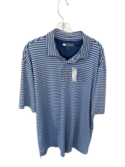 Onward Reserve Size XL Blue & White Polyester Blend Striped Athletic Men's Polo Blue & White / XL
