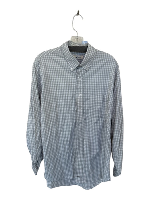 Onward Reserve Size L Gray & White Nylon Blend Gingham Button Down Men's Shirt Gray & White / L