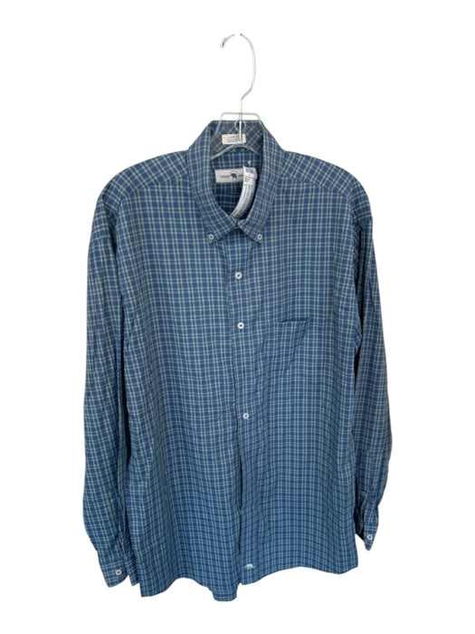 Onward Reserve Size L Green & Blue Nylon Blend Plaid Button Down Men's Shirt Green & Blue / L