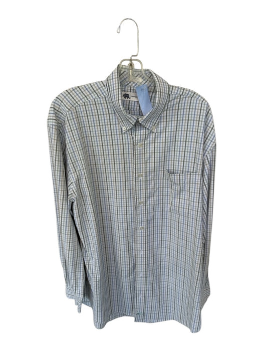 Onward Reserve Size L Green & Cream Nylon Blend Plaid Button Down Men's Shirt Green & Cream / L