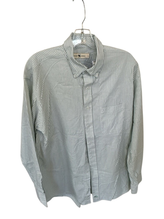 Onward Reserve Size L Green & White Cotton Blend Vertical Stripes Men's Shirt Green & White / L