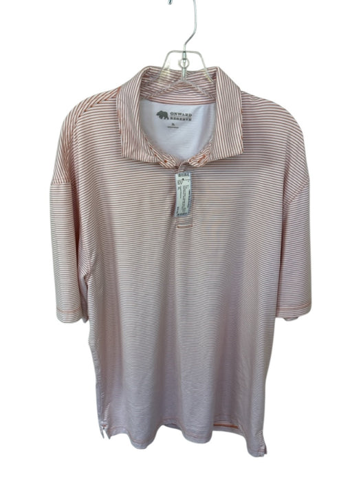 Onward Reserve Size XL Orange & White Polyester Blend Striped Athletic Polo Orange & White / XL