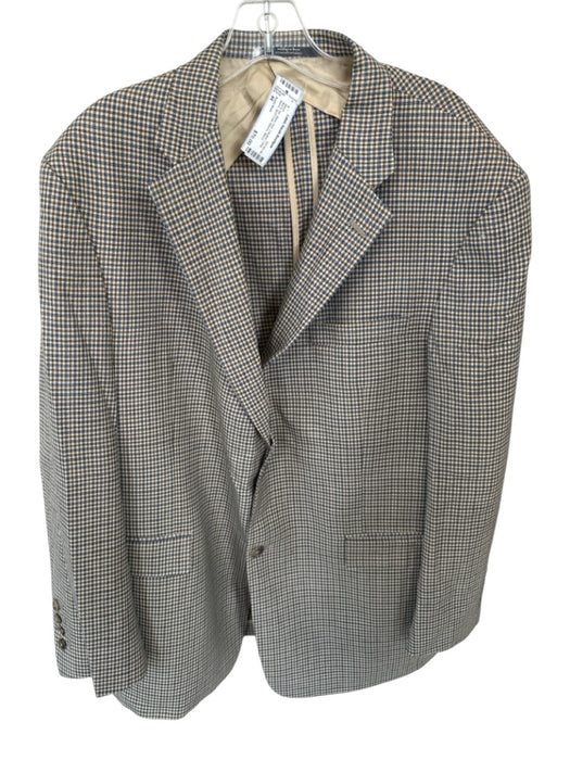 Austin Reed Blue & Tan Wool Grid 2 Button Sport Coat Men's Blazer Blue & Tan / 44